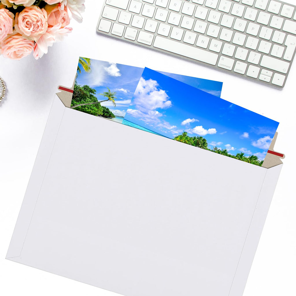 zmybcpack 50 Pack 10x13.5 inch Self Seal Rigid Mailer Photo Document Mailers Stay Flat White Cardboard Envelopes White Photography Mailers for Papers,Photos, Document