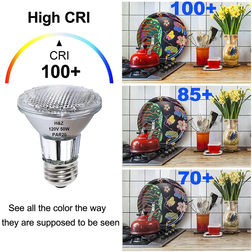 Par20 Halogen Light Bulb 120V 50W, 2 Pack High Brightness Par20 Flood, Dimmable Par 20 Warm White 3000K, Long Lifespan Bulb Par 20 E26 Base Great for Track and Recessed Lighting