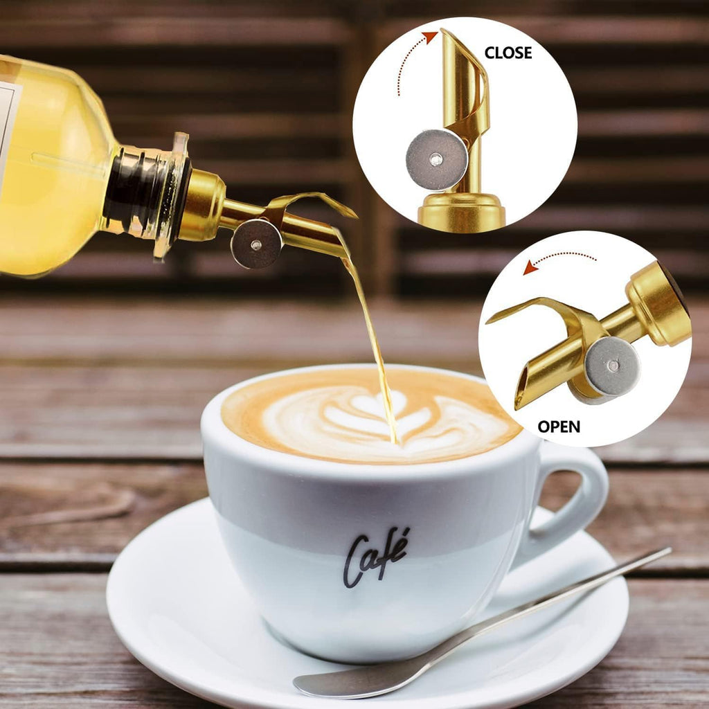 Ezebesta Set of 3 Coffee Syrup Glass Dispenser Bottles 480ml Pump Bottles with 20 Labels for Coffee Bar Organization