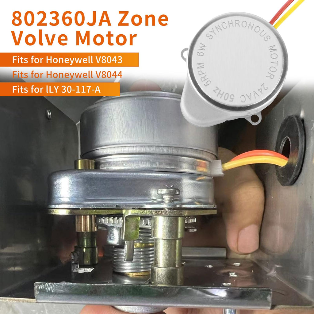 ECHASL 802360JA Zone Valve Motor Replacement, Fits Honeywell V8043/V8044 Solenoid, 24V, 50/60Hz, 5W, 6/5 RPM, Silver