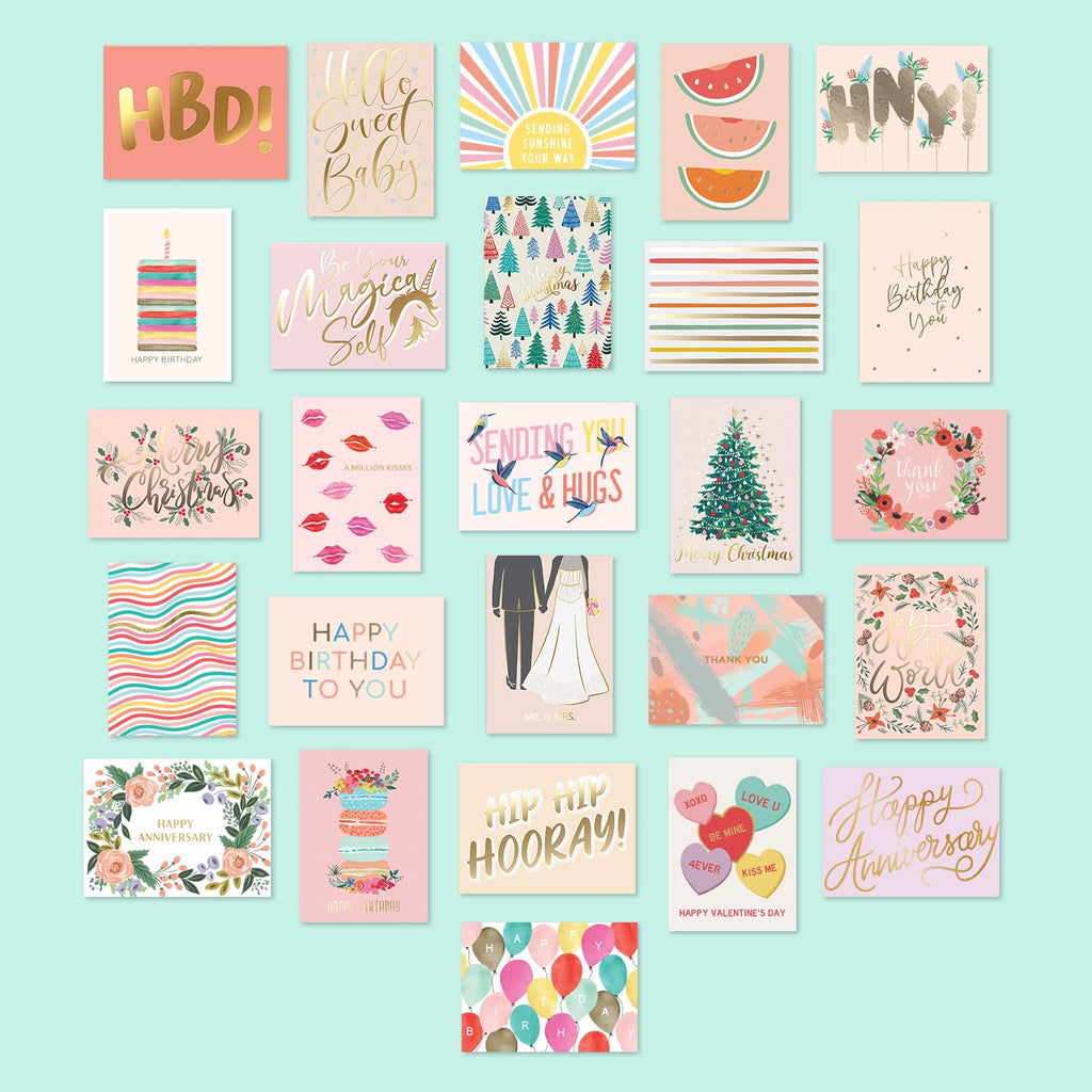 Sweetzer & Orange 100 All Occasion Cards & Envelopes Set - Greeting Notecards Assortment Box - Birthday Cards Bulk for Office, Thank You, Holiday, Blank Notecards & more – Organizer Box Included