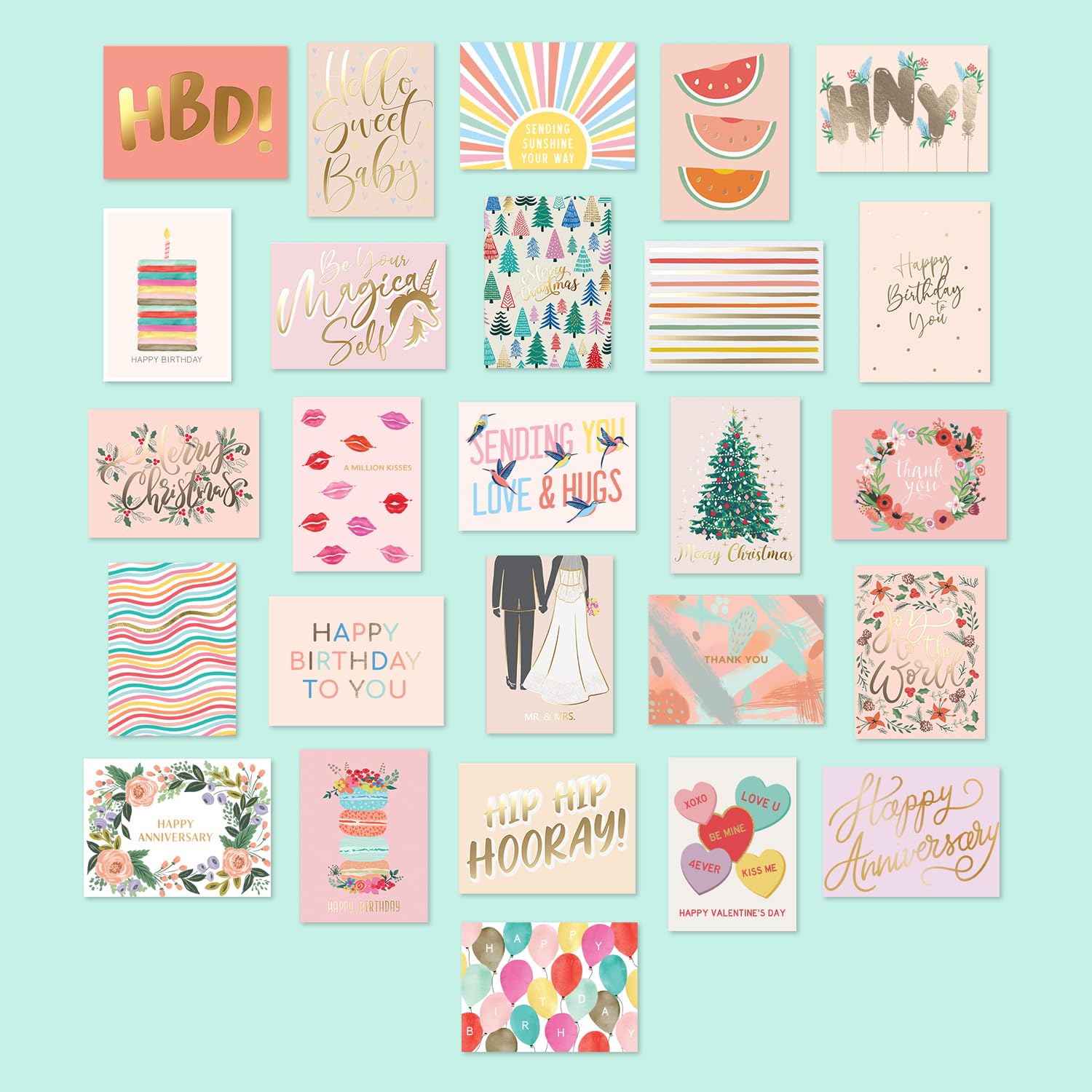 Sweetzer & Orange 100 All Occasion Cards & Envelopes Set - Greeting Notecards Assortment Box - Birthday Cards Bulk for Office, Thank You, Holiday, Blank Notecards & more – Organizer Box Included