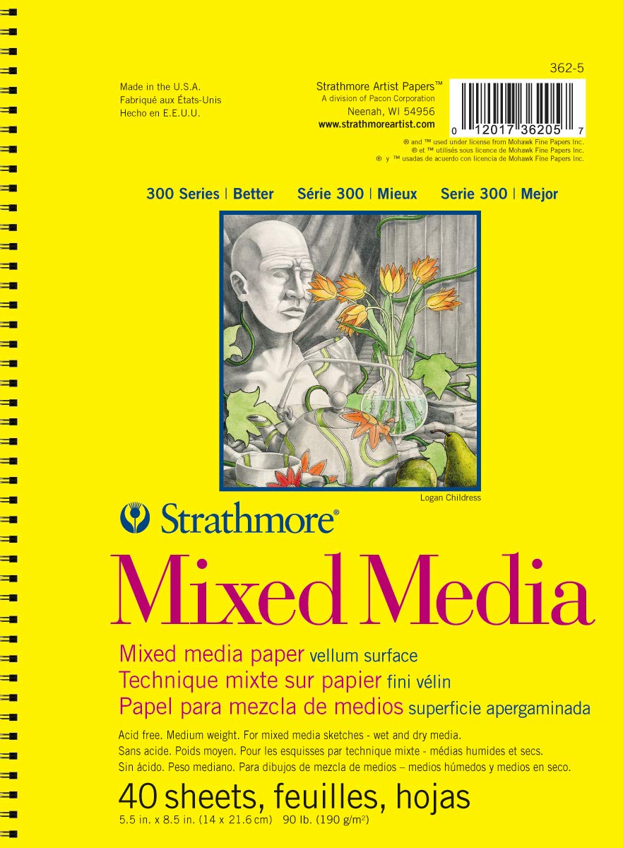 Strathmore 90 lb 40 Sheets Mixed Media Vellum Paper Pad, 5.5 x 8.5