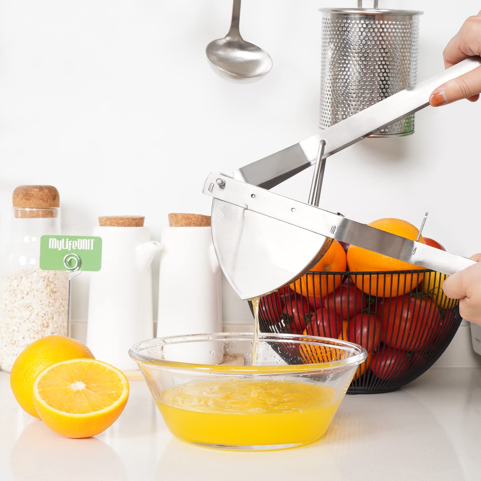 MyLifeUNIT Potato Ricer, Stainless Steel Potato Masher & Squeezer, Extra Large Capacity Ricer for Mashed Potatoes, Ergonomic Comfort Grip