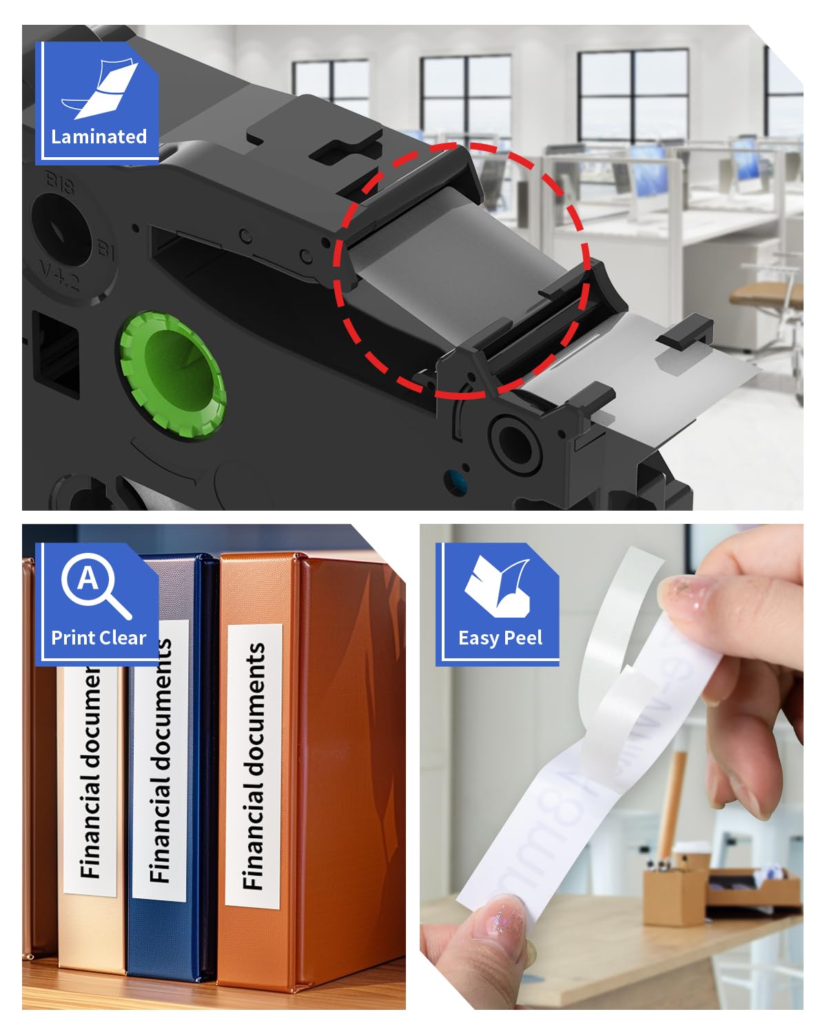 Replace for TZe Tape 18mm TZe-241 Compatible Brother Label Maker Tape 18 mm 0.7 Inches Laminated TZ241 Ptouch Label TZ Black on White Tapes Work with PT-D400AD PT-D410 PT-D460BT PT-D600, 5-Pack