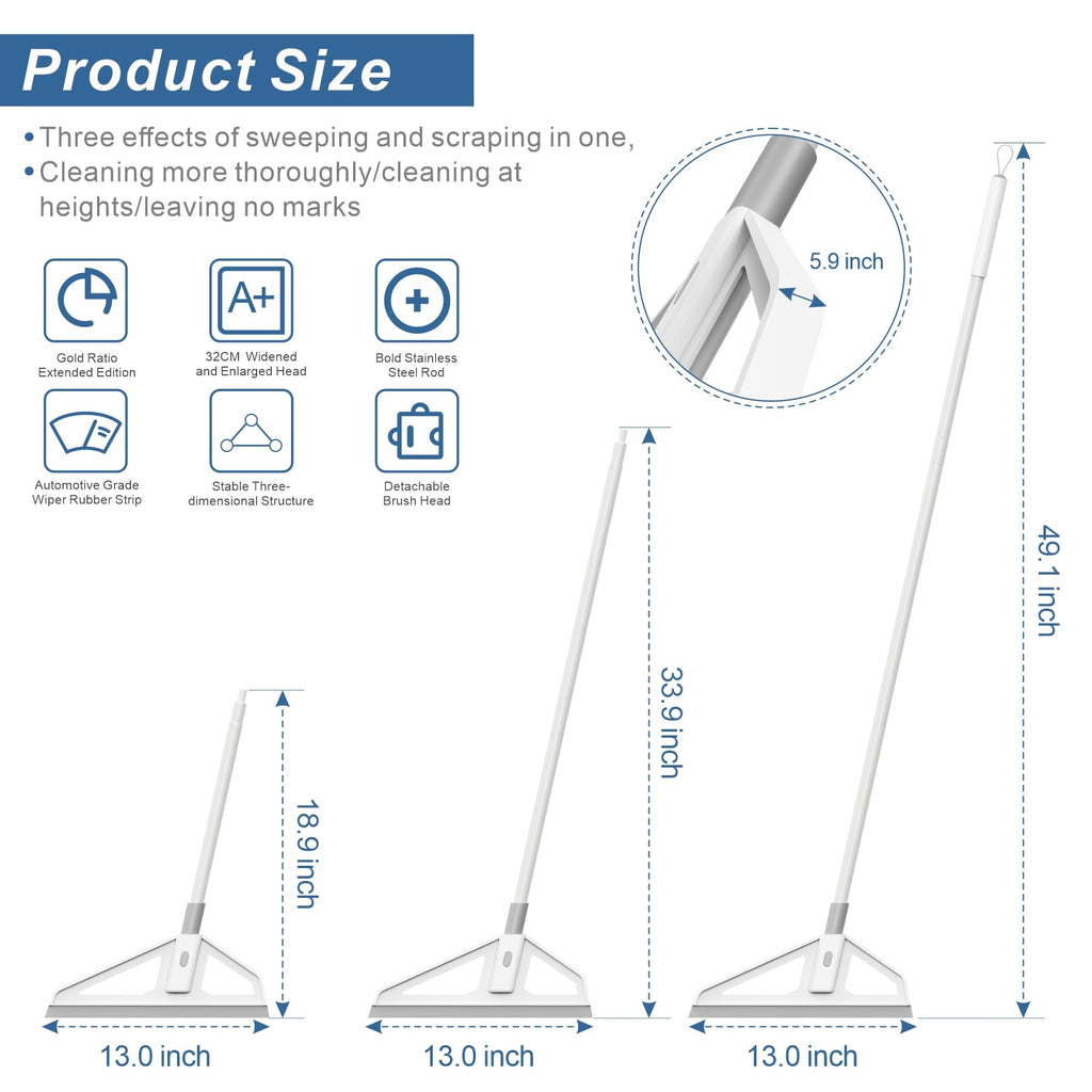 Magic Broom,Magic Scrub Broom Squeegee, Multifunction Magic Scraper with Extension Iron Pipe Spraying Poles More Durable Water and Dust Remover Flex Silicone