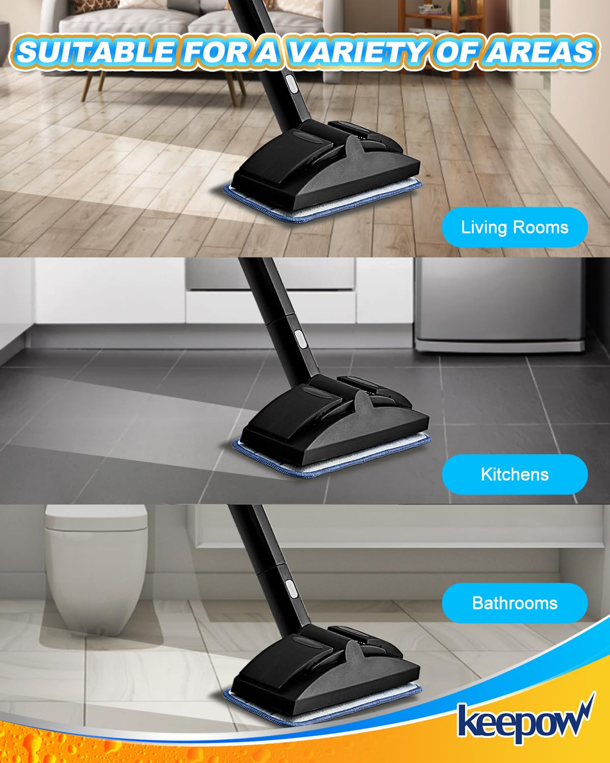 KEEPOW Steam Mop Pads for Dupray Neat, Washable and Reusable Compatible with ScrubWiz Steam Mop with Detachable Handheld Steam Cleaner, Replacement Accessories for LABIGO 10-in-1 Steam Mop, 6 Packs