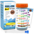 GAOQSEMG 8 in 1 Pool and Spa Test Strips, Salt Pool Test Strips Hot Tub Saltwater Testing Kits Quick & Accurate Testing Salt,Bromine,Chlorine,pH,Hardness,Cyanuric Acid,Alkalinity,100 Strips