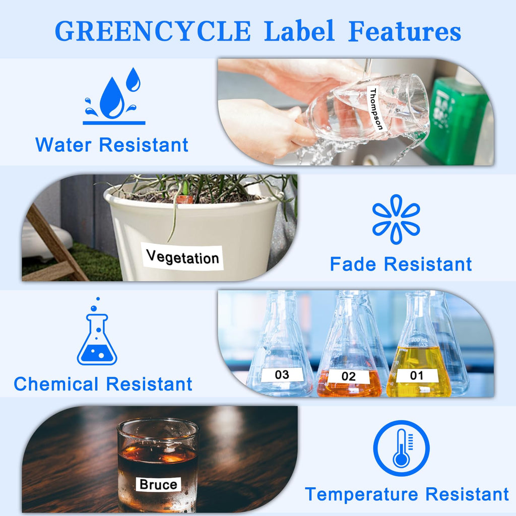 GREENCYCLE 3PK Black on White Label Tape Compatible For Dymo D1 43613, 1/4 Inch, LabelManager 420P Labeling Maker