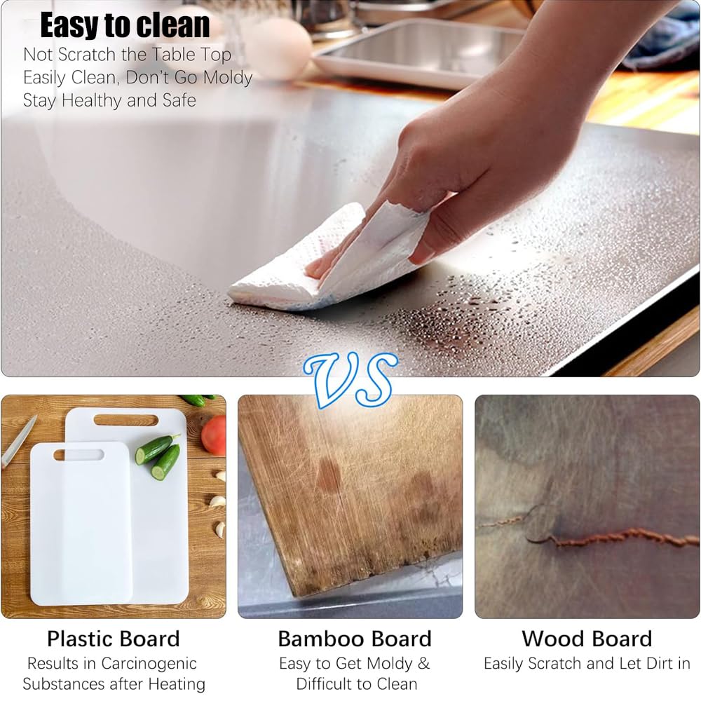Stainless Steel Cutting Board for Kitchen Counter 304 Stainless Steel Cutting Plate 15.8 X 13.8 Inch Lipped Stainless Steel Cutting Board for Cutting Vegetables, Fruits, Meat,Bread
