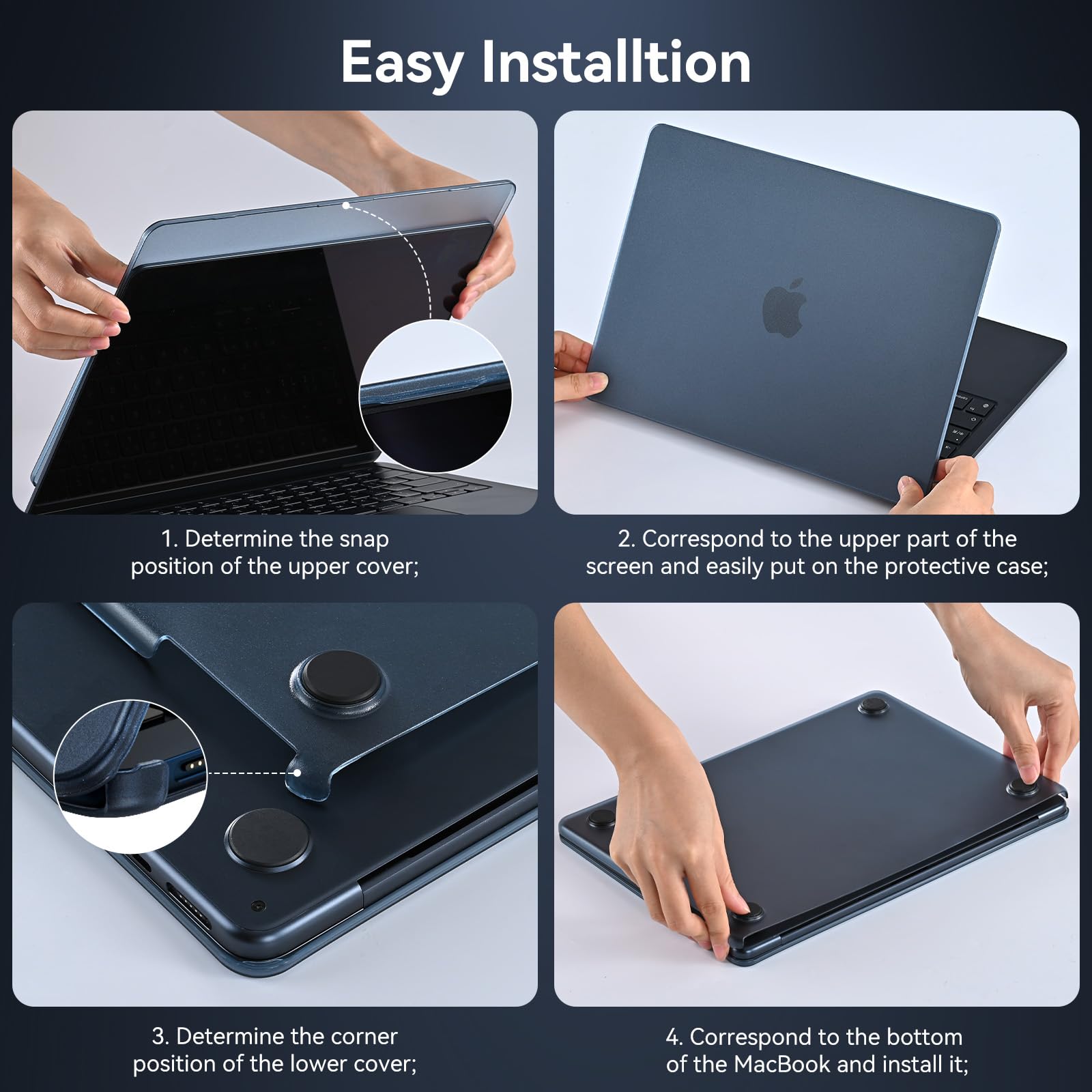 BlueSwan for MacBook Air 13 inch Case, M5 M4 M3 M2 2026-2022 A3449 A3240 A3113 A2681, 100% Match Official Color, Anti Scratch, Easy to Snap on, Air 13.6'' Hard Protective Laptop Cover, Midnight Blue