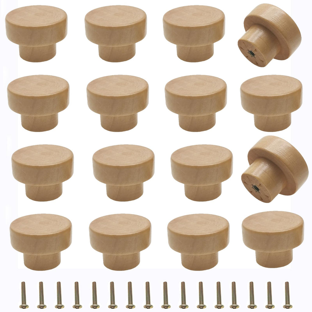 M MIMHOOY 16 Pack Wood Knobs Dresser Knobs Wooden Drawer Knobs Furniture Pulls Knobs Flat Top 35mm