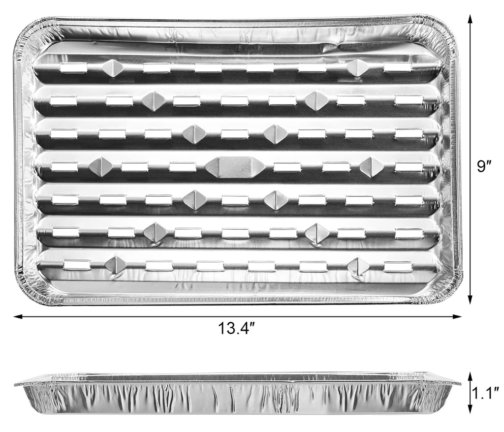Yesland 30 Pack Disposable Aluminum Pans with Perforated Bottom for Air Circulation - 13.4 x 9 x 1.1 Inch Food Containers, Aluminum Sheet Pans for Cooking, Baking, Heating, Storing, Meal Prep, Takeout