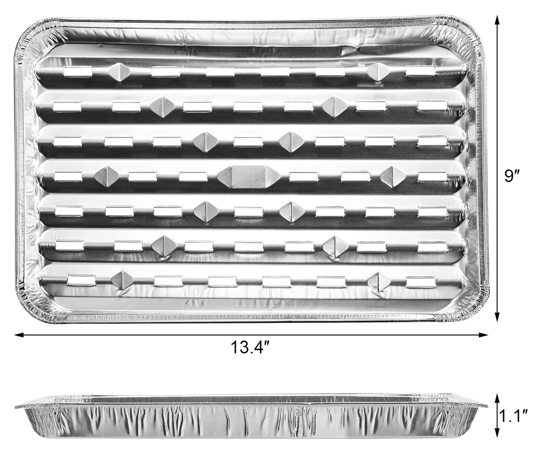 Yesland 30 Pack Disposable Aluminum Pans with Perforated Bottom for Air Circulation - 13.4 x 9 x 1.1 Inch Food Containers, Aluminum Sheet Pans for Cooking, Baking, Heating, Storing, Meal Prep, Takeout