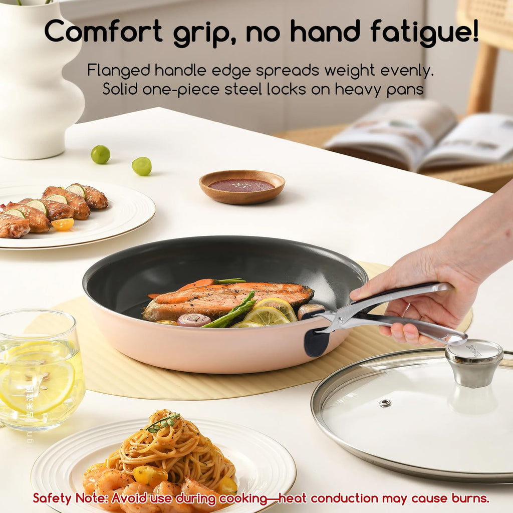 SOLEADER Hot Plate Gripper, Pizza Pan Gripper, Heavy Duty Non-Slip Hot Plate Bowl Lifter with Food Out from Pots, Microwave, Oven, for Egg Custard for Jidangeng, Pack of 2