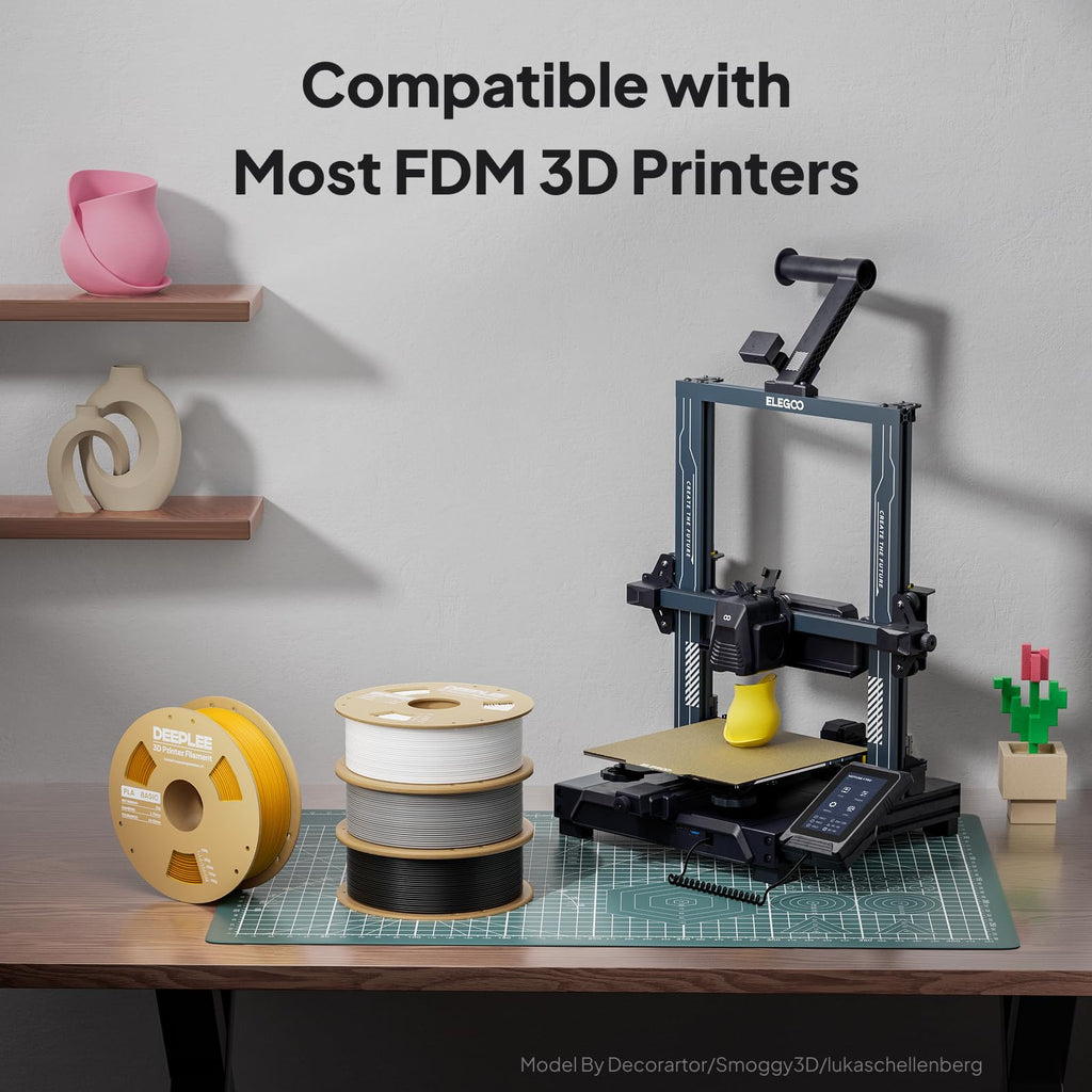 DEEPLEE PLA Basic 1.75mm 3D Printer Filament Black 1kg, 3D Printing Filament with Dimensional Accuracy +/- 0.02 mm, Neatly Wound, No Clogging, Best for Begginers, Fits for Most FDM 3D Printers
