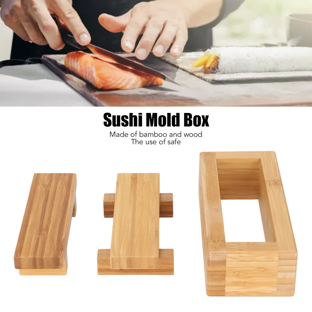 Wooden Sushi Press, Kitchen Sushi Tools DIY Rectangular Odorless Portable Rice Box for Cooking