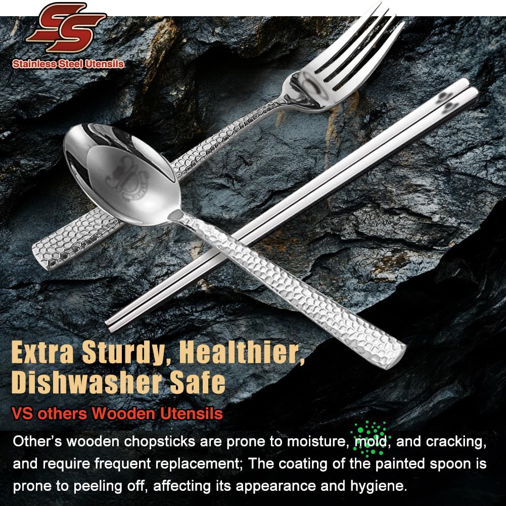 5-in-1 Gift Set - Straw Hat Shaped Ceramic Bowl with Stainless Steel Utensils - Novelty Ramen Bowl for Noodles, Salad, Cereal - Unique Japanese Style Bowl Decor Gift for Anime Lovers