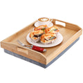 Cedilis Bamboo Lap Tray with Detachable Pillow, 16.9 x13 in Serving Tray with Handles, Bed Tray for Eating, Breakfast Tray, Dinner Food Trays