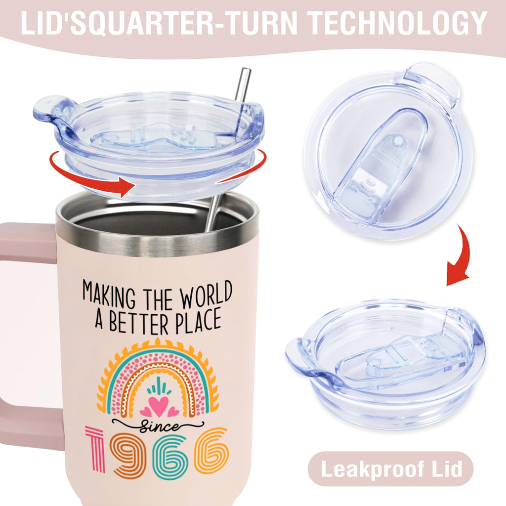 60th Birthday Gifts for Women Unique Fun Funny Cute 1966 60 th Birthday Gift for Woman Turning 60 Year Old Mom Mother Wife Aunt Auntie Sisters Teacher Friend and Fabulous Coffee Mug 40oz Tumbler