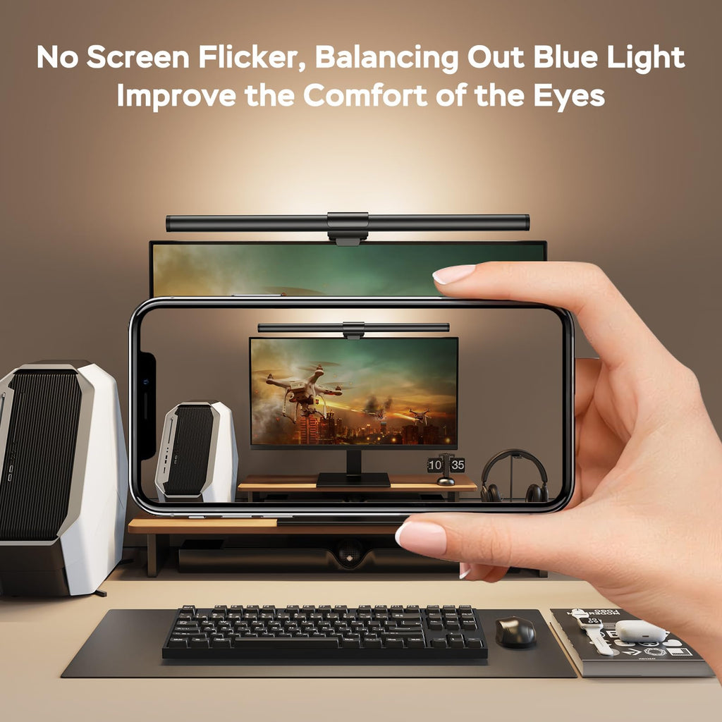OOWOLF Monitor Light Bar with Remote, Ra95 Computer Monitor Lamp for Eye Caring, USB Reading Lamp Task ：Lamp, Dimmable Light Bar with Backlight, No Glare Space Saving Home Office 16.14" 1-Pack