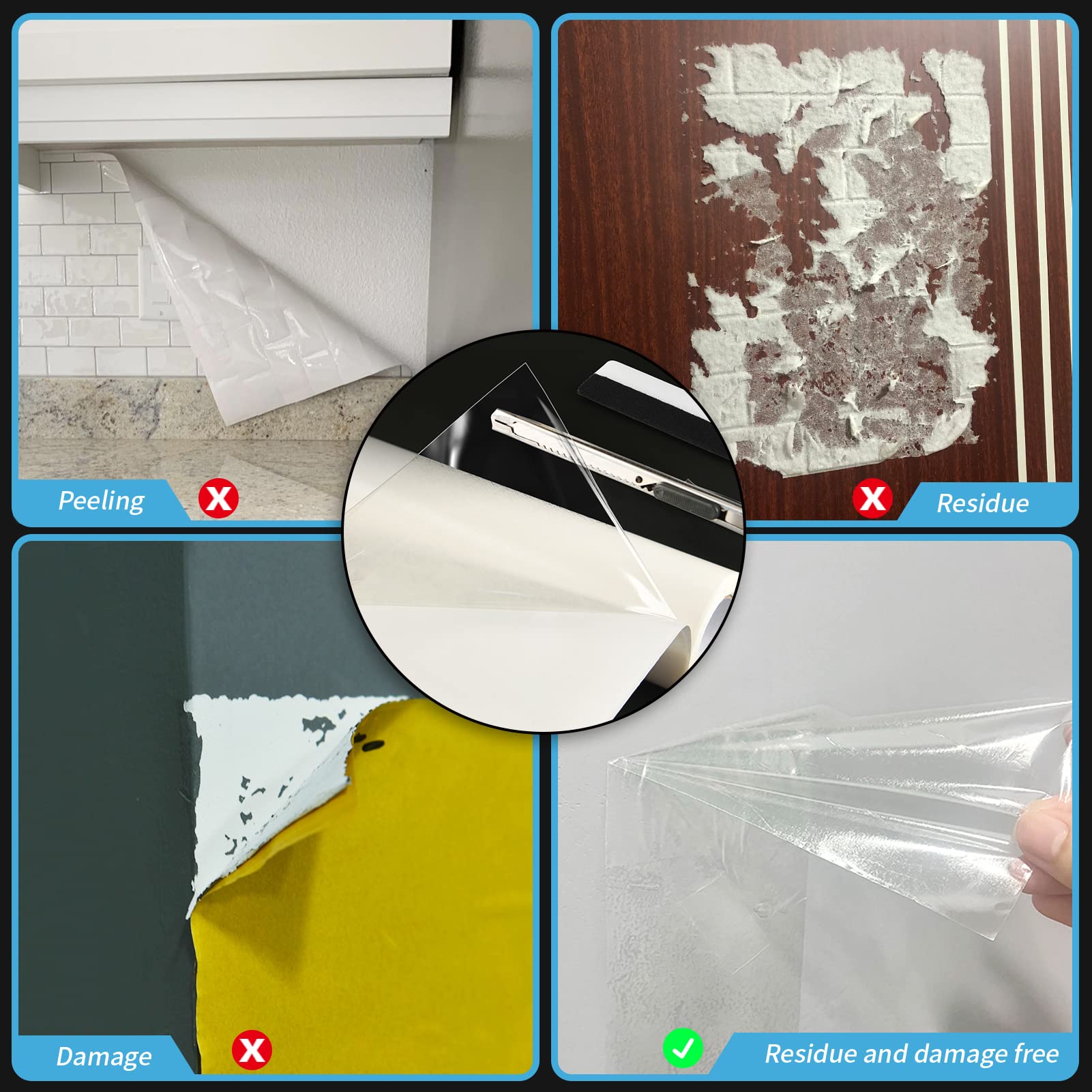 Art3d Adhesive Tile Setting Mat, Double-Sided Tape Sheet for Crafts, Arts, DIY Projects, 12in. X 360in. Damage-Free, Residue-Free