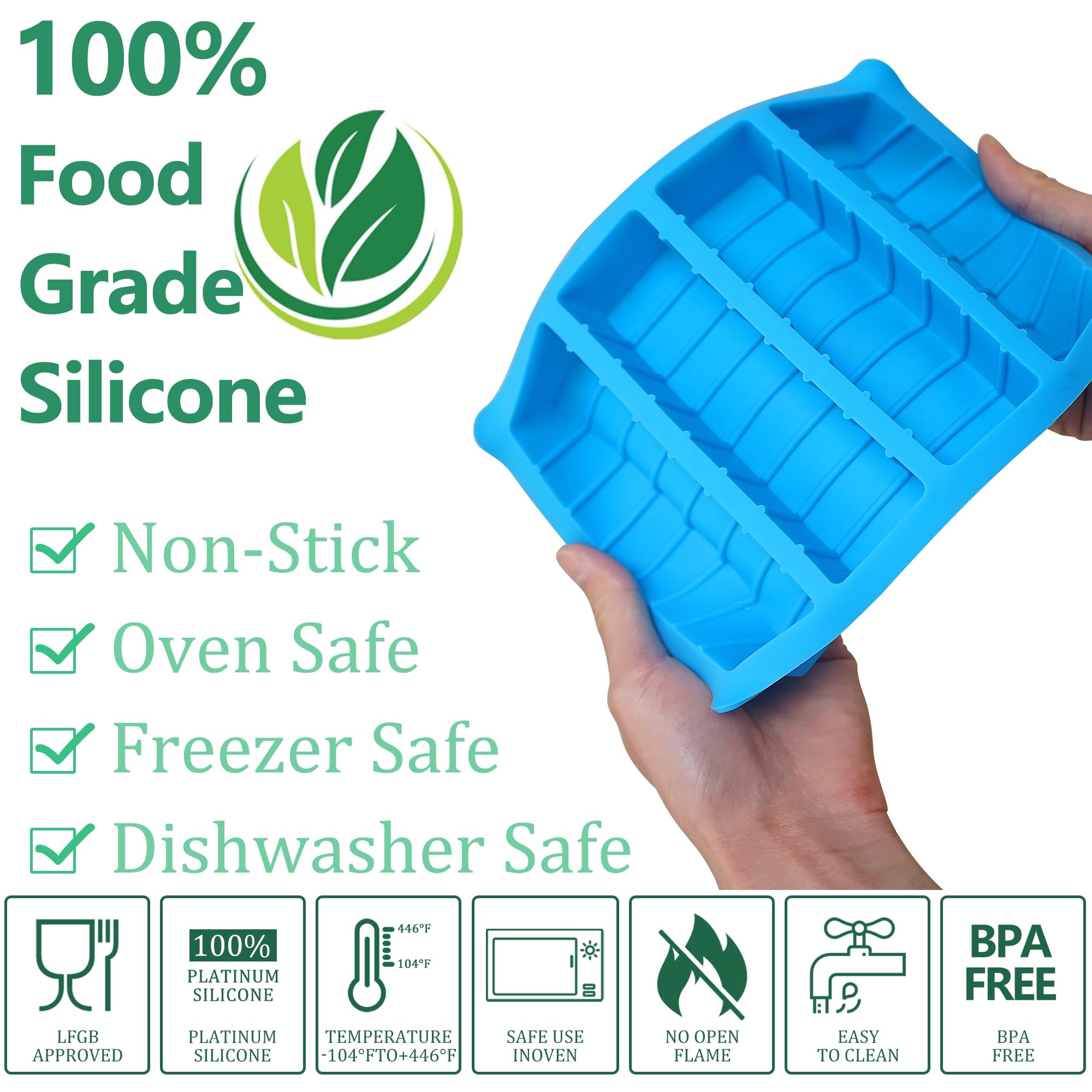 Sidosir 2PCS Butter Silicone Mold with Lid, Non-Stick Butter Mold Tray for Making Butter,Butter Mold with Measurements for Chocolate Making and Homemade Cakes Baking (Large with Measurements)