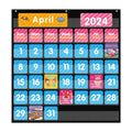 REGELETO Large 44 Pockets Calendar Pocket Chart for Classroom with 85 Cards, Monthly Calendar and Weather Black Pocket Chart for Students Learning and Homeschool (25” X 24”)