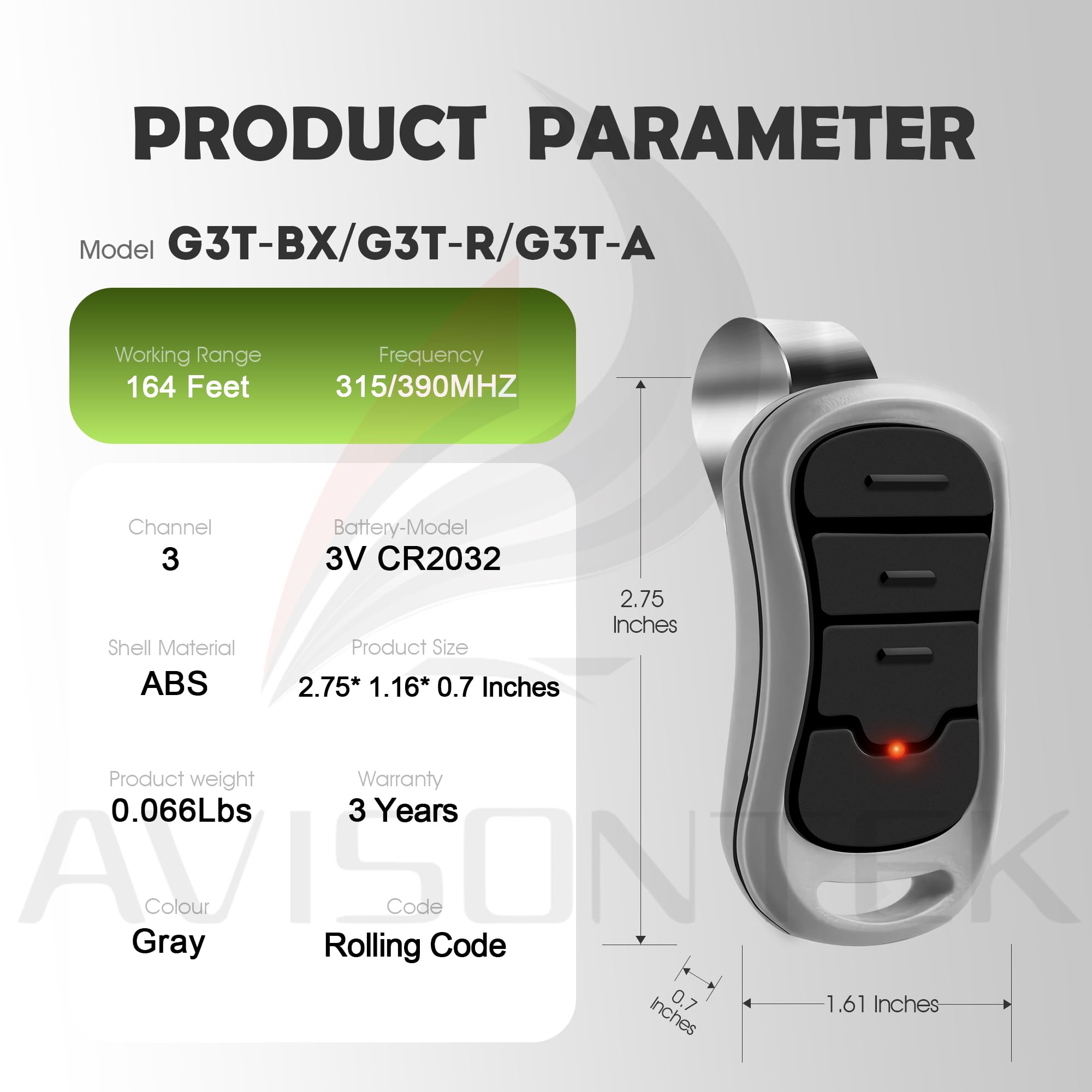 2-Pack Genie Garage Door Remote, G3T-A/G3T-R/G3T-BX, Compatible with All Genie Intellicode Garage Door Opener【3 Year Warranty】