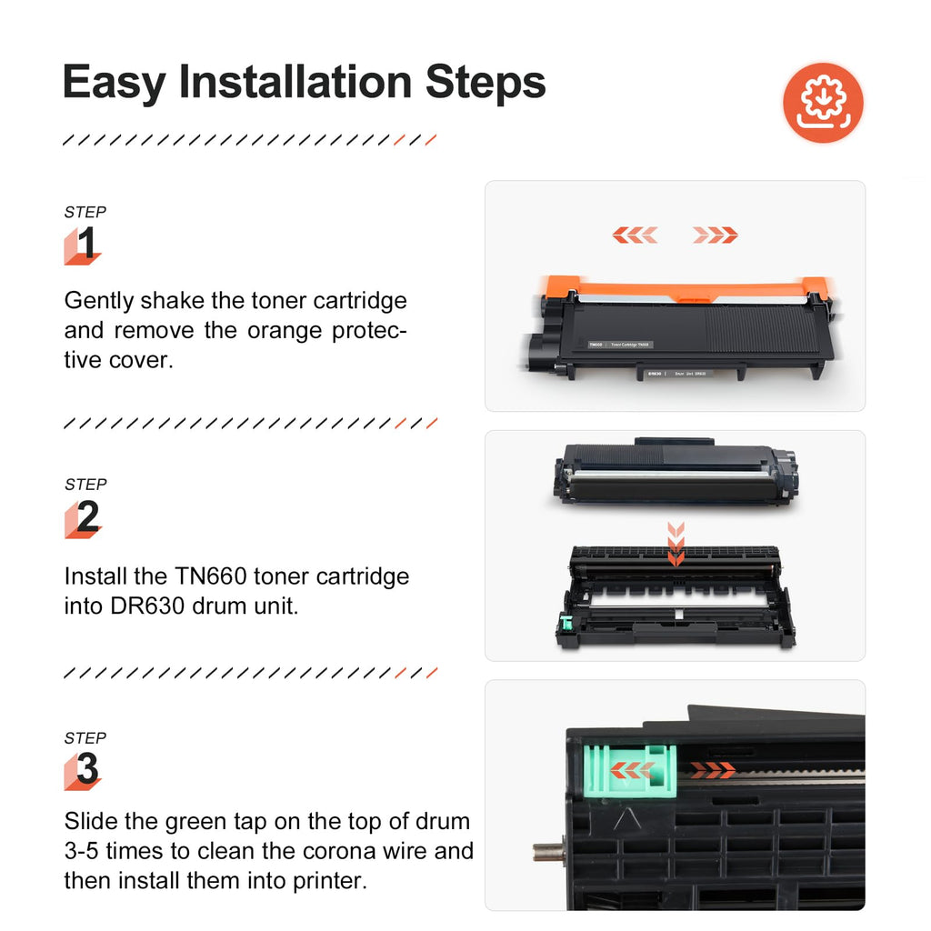 TN660 Toner Cartridge Replacement for Brother TN660 TN-660 TN630 Compatible with HL-L2340DW HL-L2300D HL-L2380DW MFC-L2700DW L2740DW DCP-L2540DW L2520DW HL-L2320D MFC-L2720DW L2740DW Printer(4 Black)