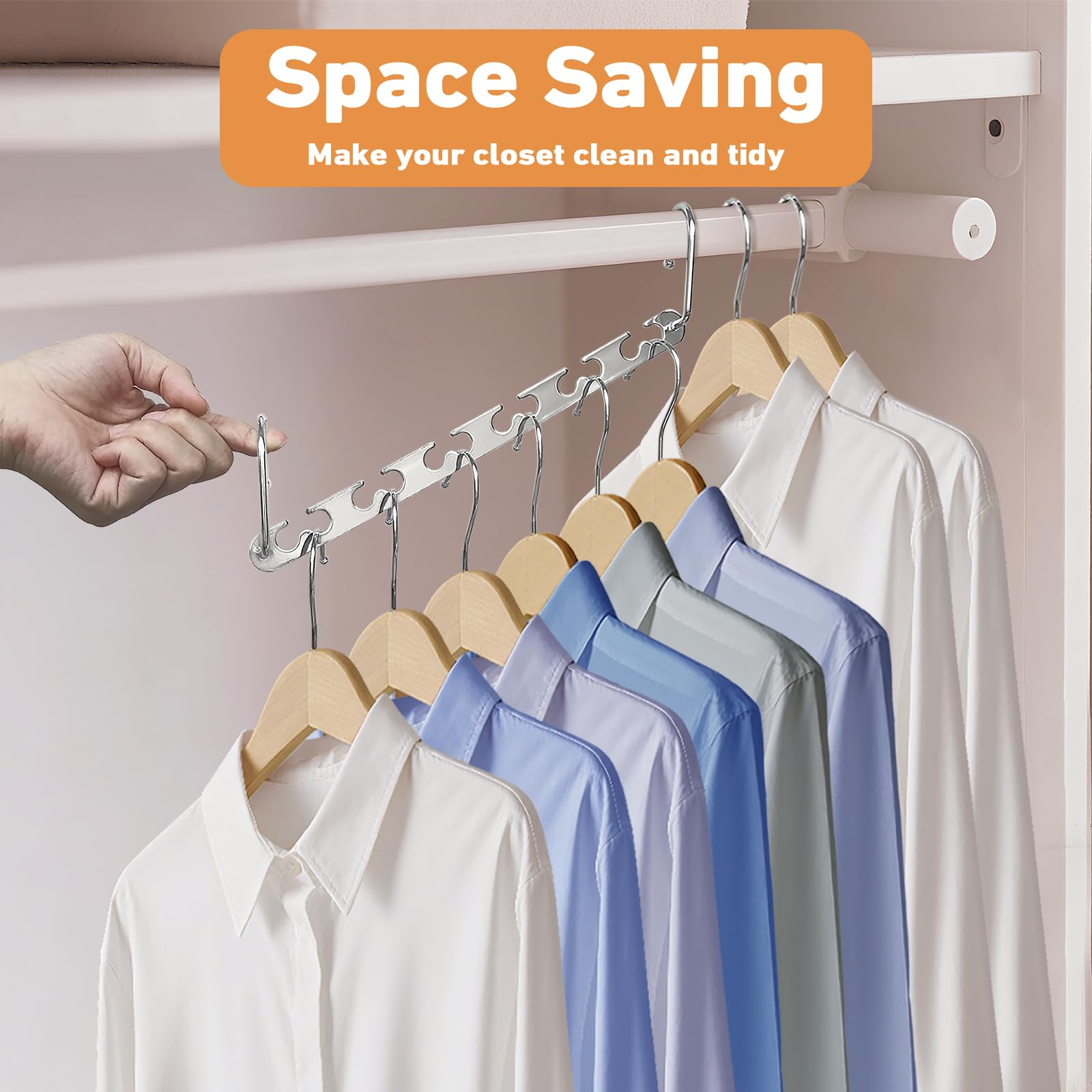 Meneicvy Clothes Hanger Space Saving for Closet Organize, 6 Pack Cascading Coat Hangers for Wardrobe Storage Organize, Sturdy Metal Hanger 40 Lbs Capacity, Hanging Closet Organizer