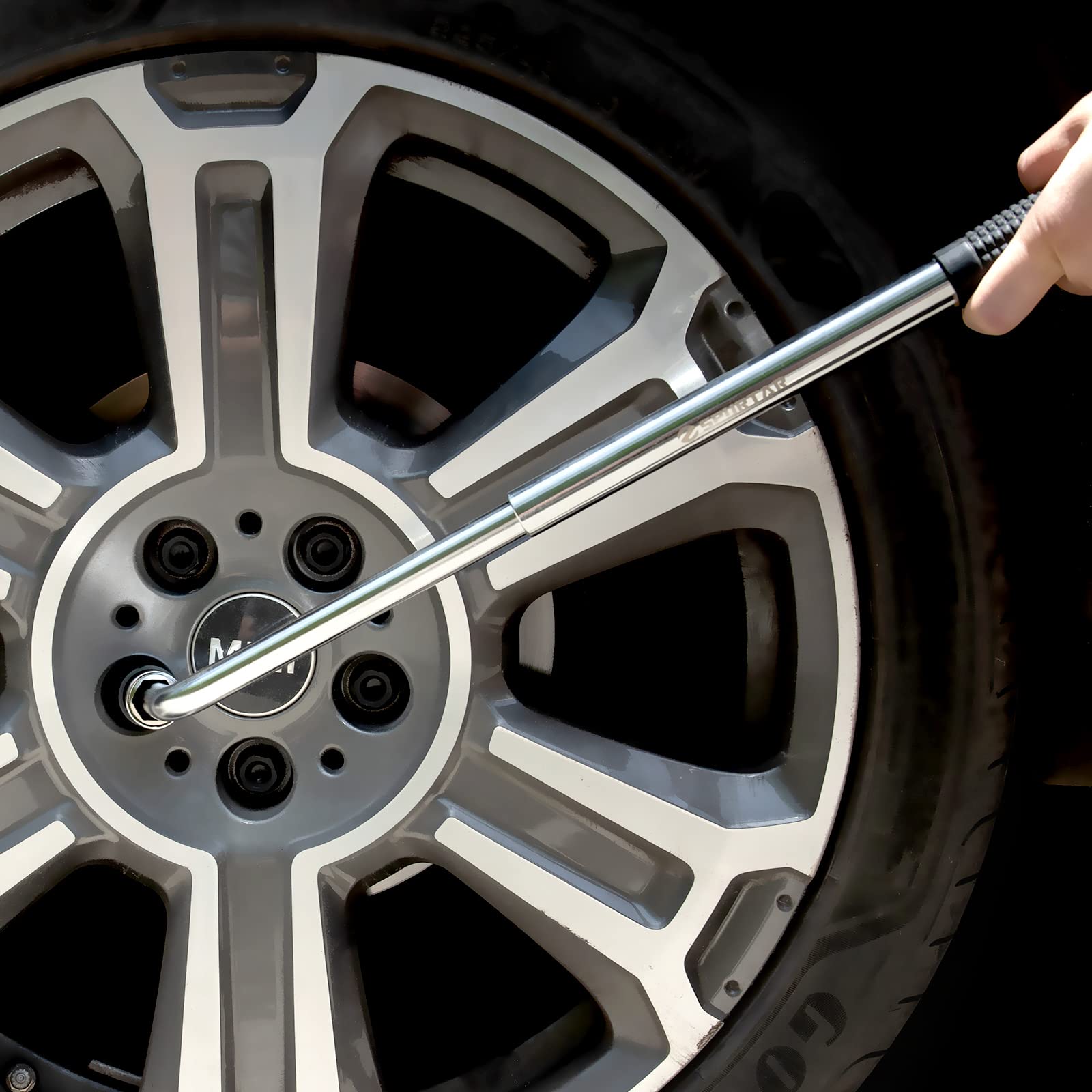 Spurtar Telescoping Lug Wrench Extendable Wheel Brace Lugs Wrench Tyre Repair Kit Wheel Nut Remover 1/2 Drive with 17/19mm and 21/23mm Sockets Storage