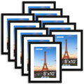 FIXSMITH 8x10 Picture Frame Set of 10, Photo Frame Bulk with HD Plexiglass, Display Pictures 5x7 with Mat or 8x10 Without Mat Multi Picture Frames Collage for Tabletop or Wall Display, Black