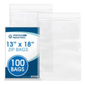 Spartan Industrial - 2 Mil Clear Reclosable Zip Plastic Poly Bags with Resealable Lock Seal Zipper - 13" X 18" (100 Count)