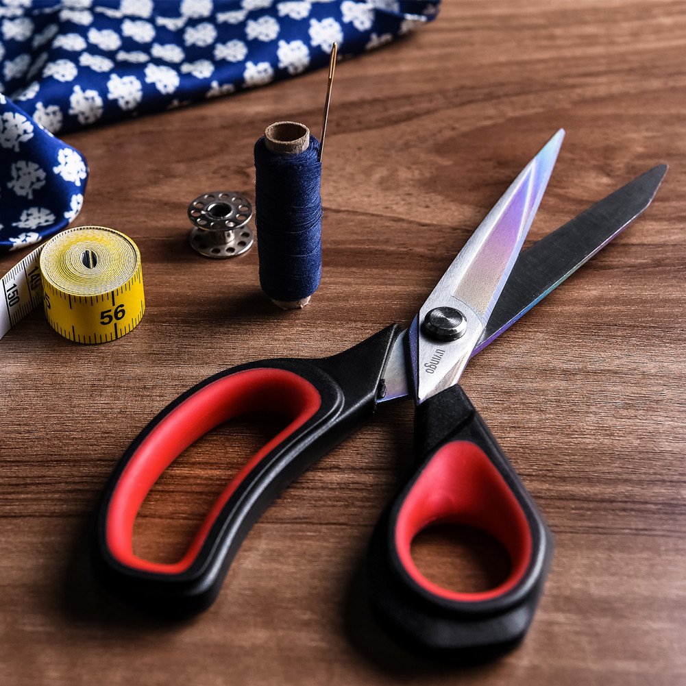 LIVINGO 2 Pack Premium Tailor Scissors Heavy Duty Multi-Purpose Titanium Coating Forged Stainless Steel Sewing Fabric Leather Dressmaking Shears Professional Crafting (8.5 & 9.5INCH)