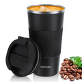 Hestiasko 17 oz Coffee Mug, Double Walled Vacuum Travel Mug, Leakproof Travel Coffee Mug with Lid, 304 Stainless Steel Insulated Coffee Mug for Hot Ice Coffee Cola Milk Tea(510ml, Black