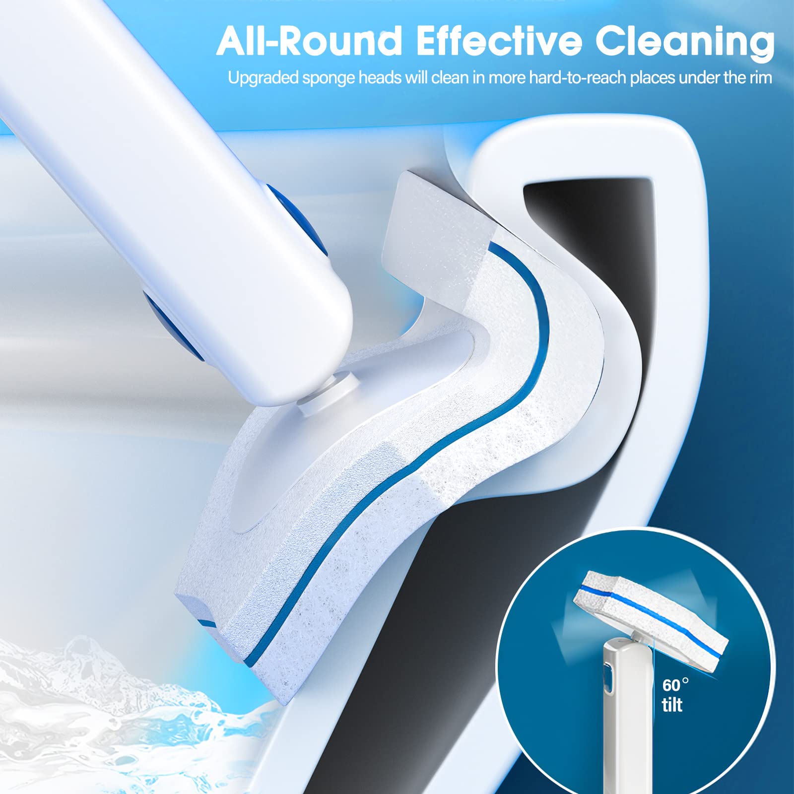 BALORIZ Disposable Toilet Bowl Refills 32 Count Upgraded Material Disposable Toilet Brush Cleaning Sponges Heads Toilet Brush Refill (32 Refills)