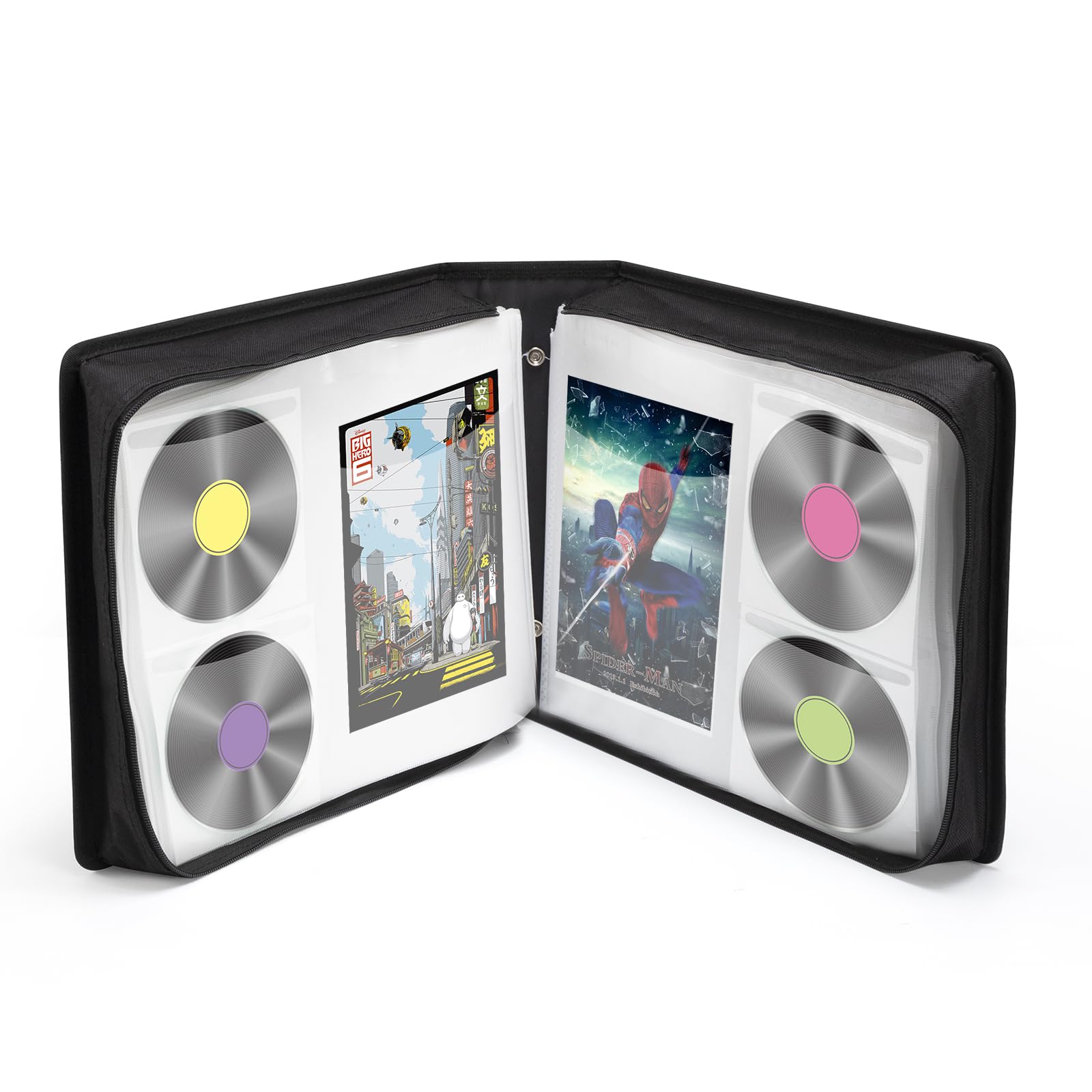 LIOVODE DVD Case 200 DVDs and 100 Booklets, CD Storage Case Holder with Booklet Inserts Binder Blu ray Media Organizer Black CD Wallet for Car (200 Capacity)