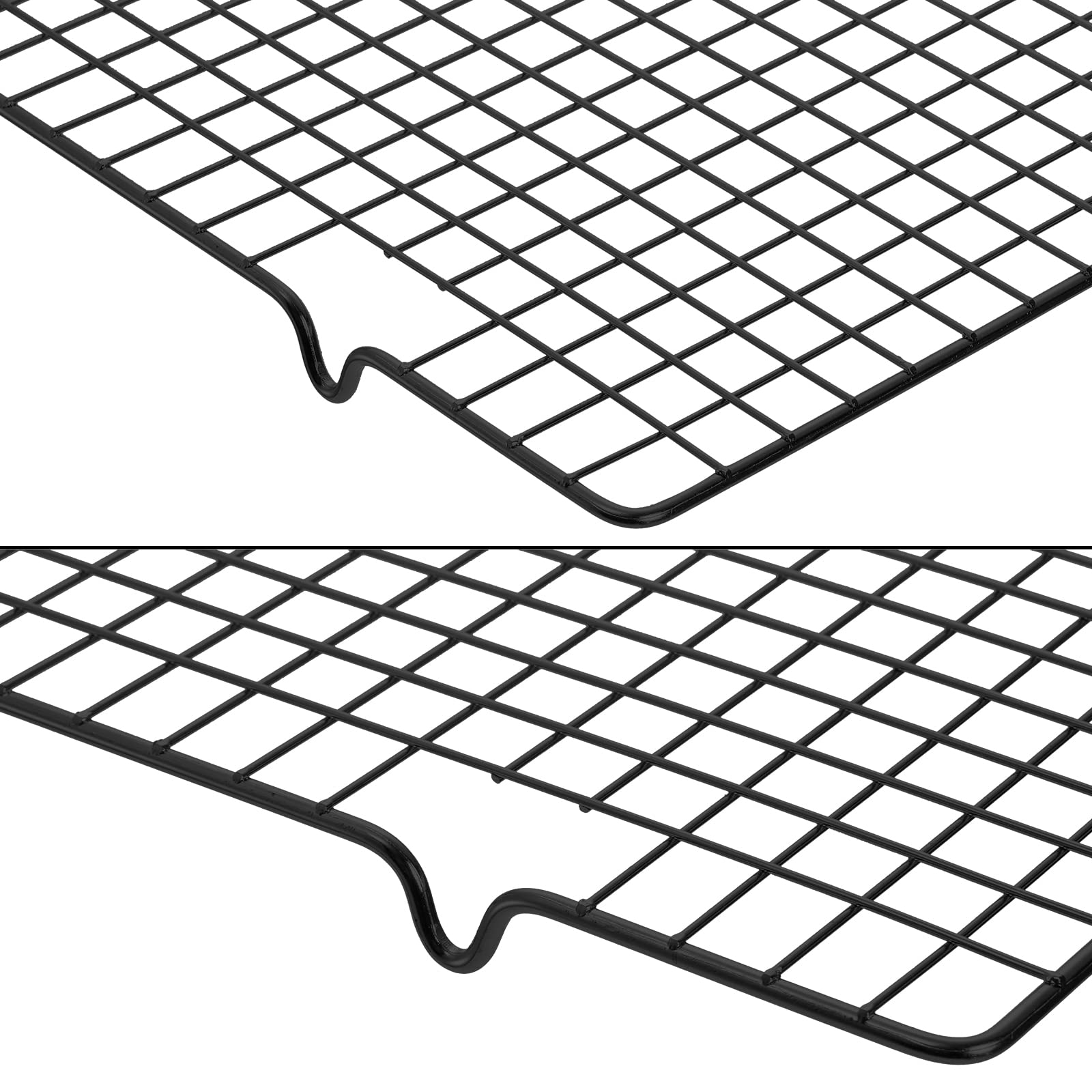 Tebery 4 Pack Black Heavy-Duty Wire Cooking Rack Baking Racks, Nonstick Baking & Cooling Grid for Roasting, Cooking, Grilling, Drying - 16" x 10"