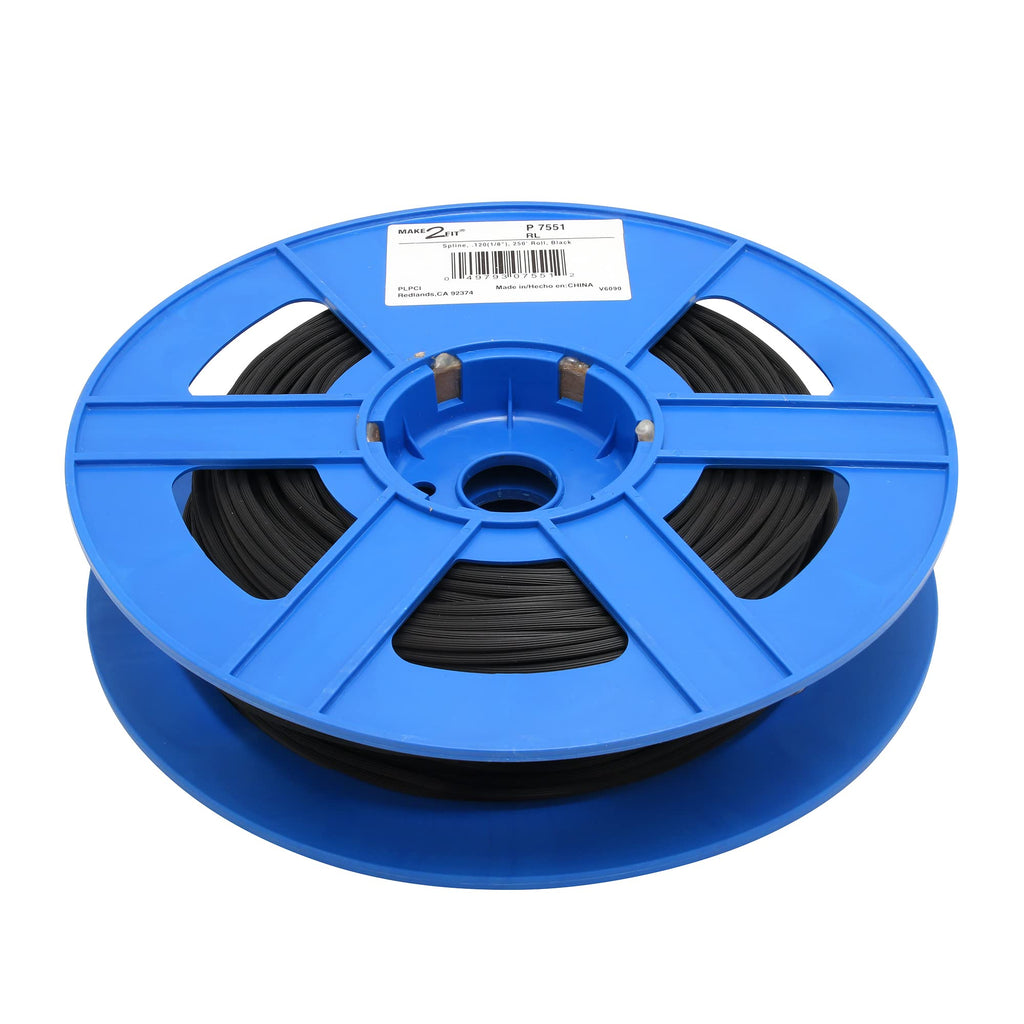 Prime-Line P 7551 Screen Retainer Spline, 0.12 -in(1/8-in), 250-feet Roll, Black