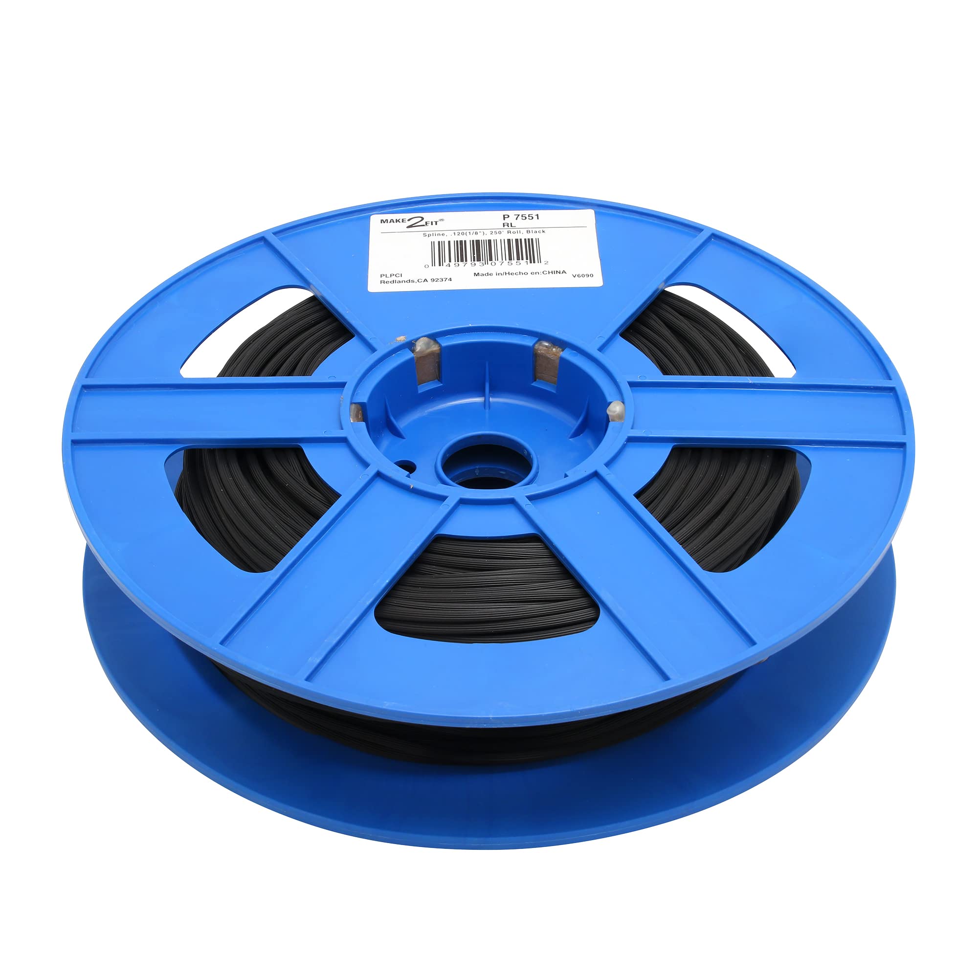 Prime-Line P 7551 Screen Retainer Spline, 0.12 -in(1/8-in), 250-feet Roll, Black
