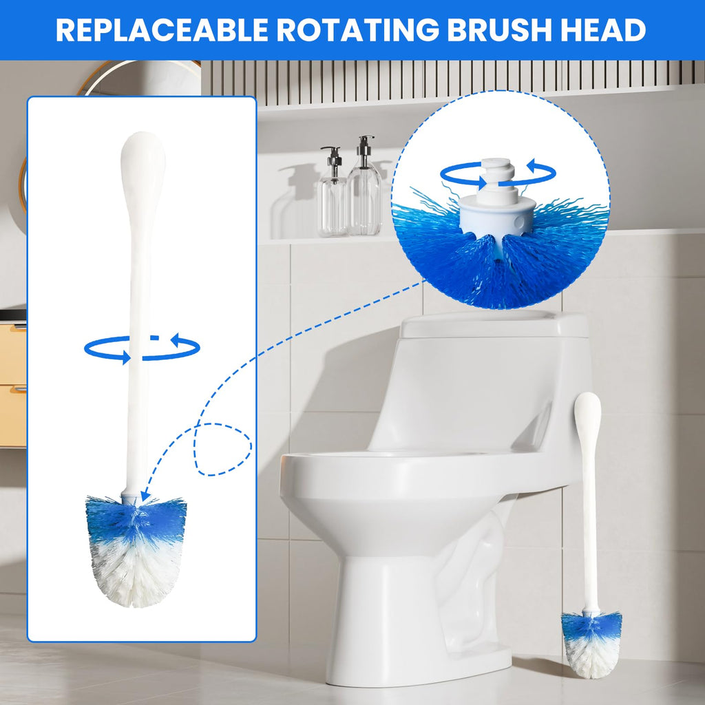 Toilet Brush Refills for OXO Toilet Brush Only, 4 Pack Toilet Brush Replacement Head, Blue & White, Nylon & Plastic Material Bristles