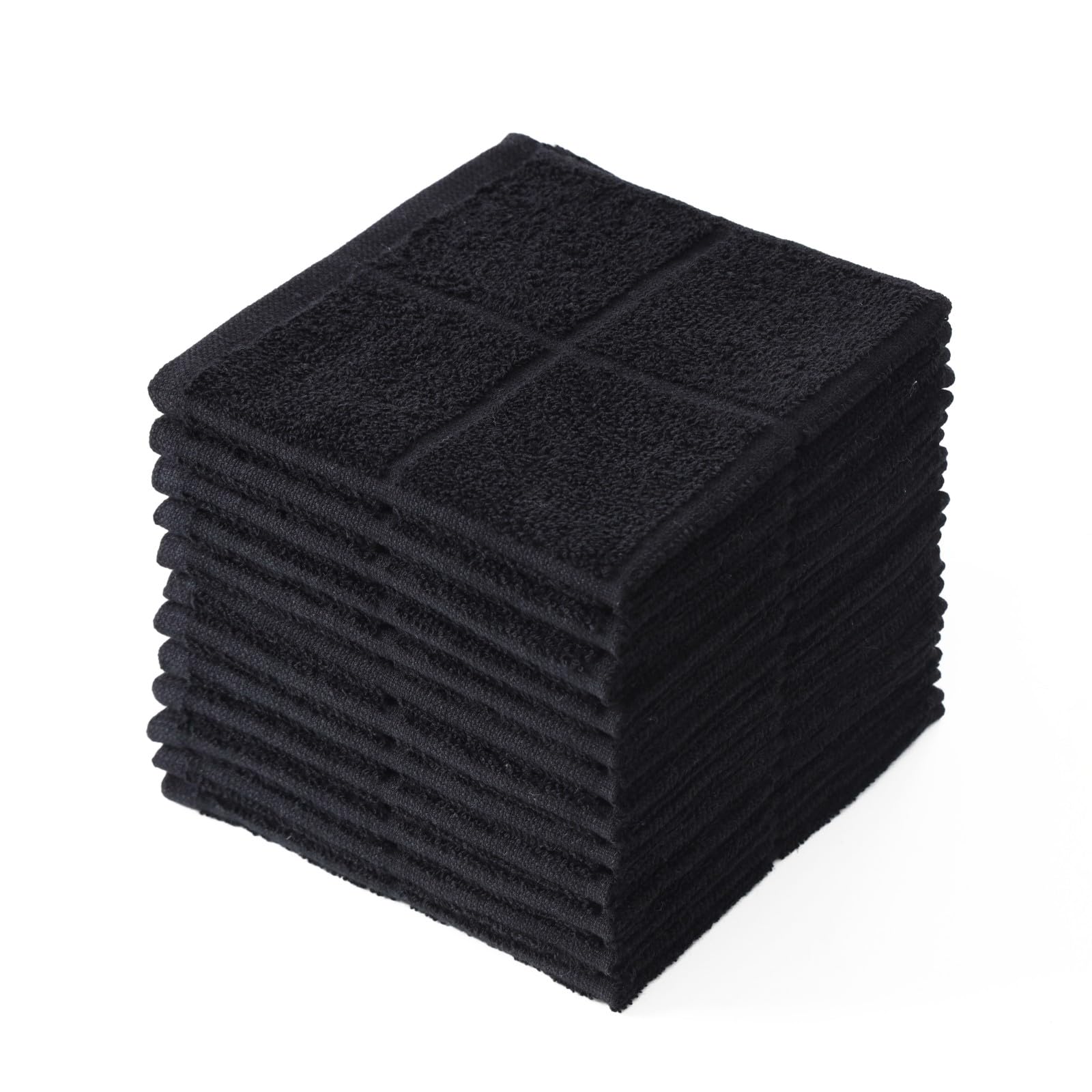 Glynniss Dishcloths Kitchen Highly Absorbent Dish Rags 100% Cotton Dish Cloths for Washing Dishes, Cleaning (Black, 11x11)