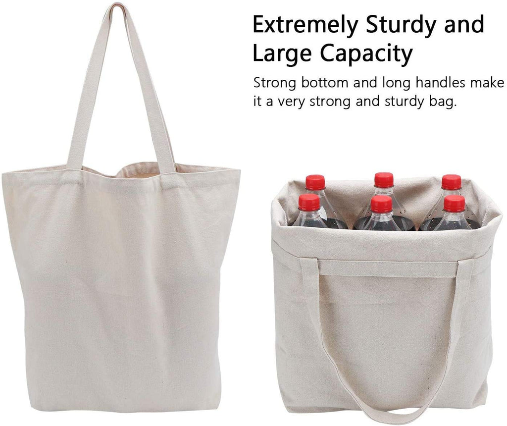 Canvas Tote Bags with Bottom Gusset, 6x Segarty Large and Heavy Duty 12Oz Blank Cotton Cloth Reusable Bags for DIY Crafts, Shopping, Groceries, Books, Welcome Bag, Diaper Bag, Beach (20''x15''x7.7'')