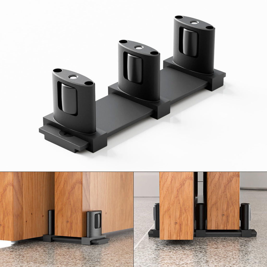 BONIKLUBA Adjustbale Bypass Sliding Barn Door Floor Guide for Bottom,Black