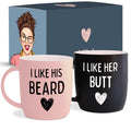 Triple Gifffted Funny Couples Gifts for Christmas, Wedding Anniversary, Engagement, Valentines Day Girlfriend Boyfriend Couple Gift, His & Hers, Bride & Groom, Him & Her, Ceramic, 380ML