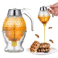 Honey Dispenser, 8oz Hunnibi Honey Container Dispenser No Drip Glass With Stand, Bee Container & Coffee Syrup Jar For Tea Time & Gifting, Elegant Comb Pot Bottle For Maple Syrup Bee