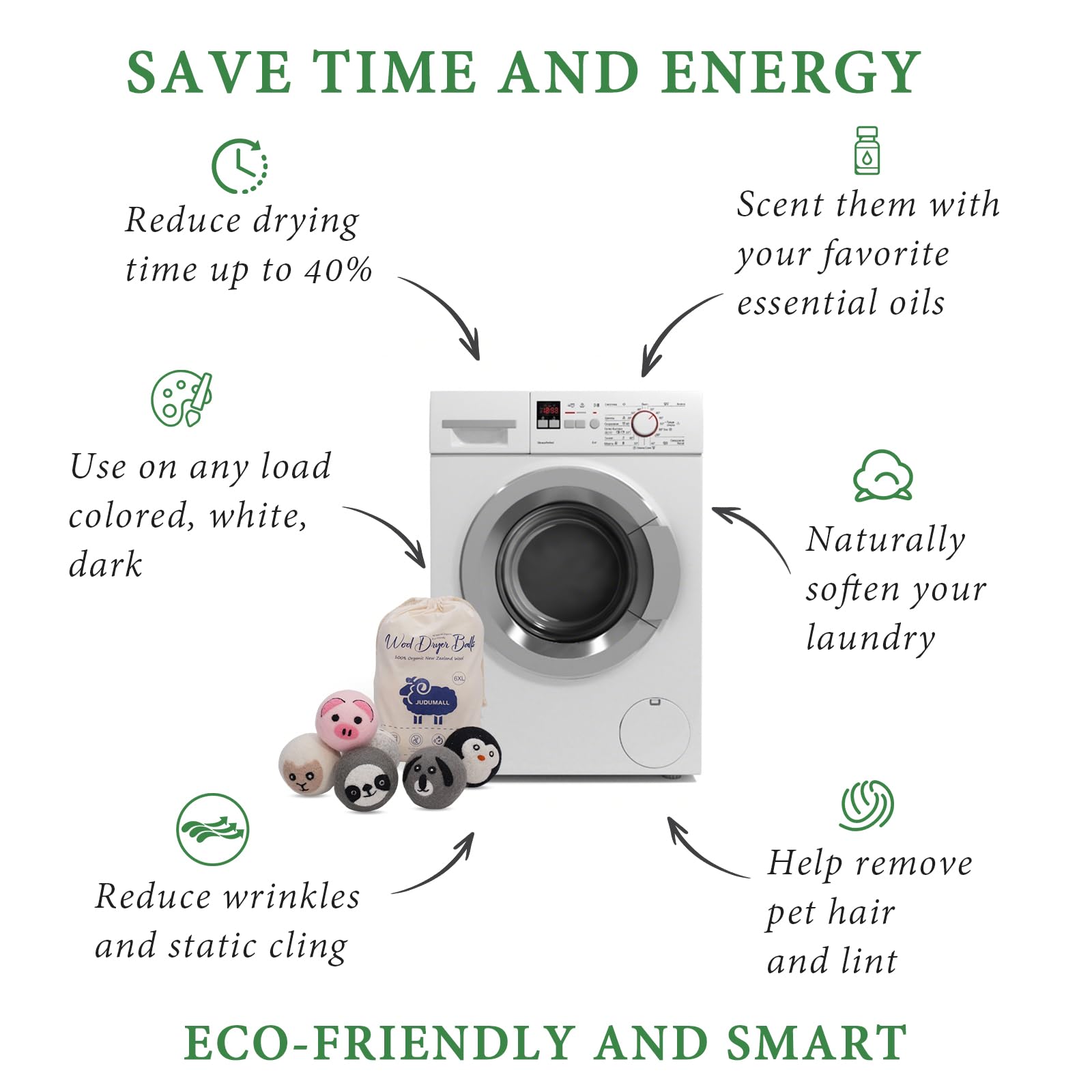 Wool Dryer Balls-XL 6Pack Eco Dryer Balls-Dryer Balls Laundry Reusable-Softens Laundry Naturally-Reduces Drying Time & Static-No More Dryer Sheets-With Storage Bag