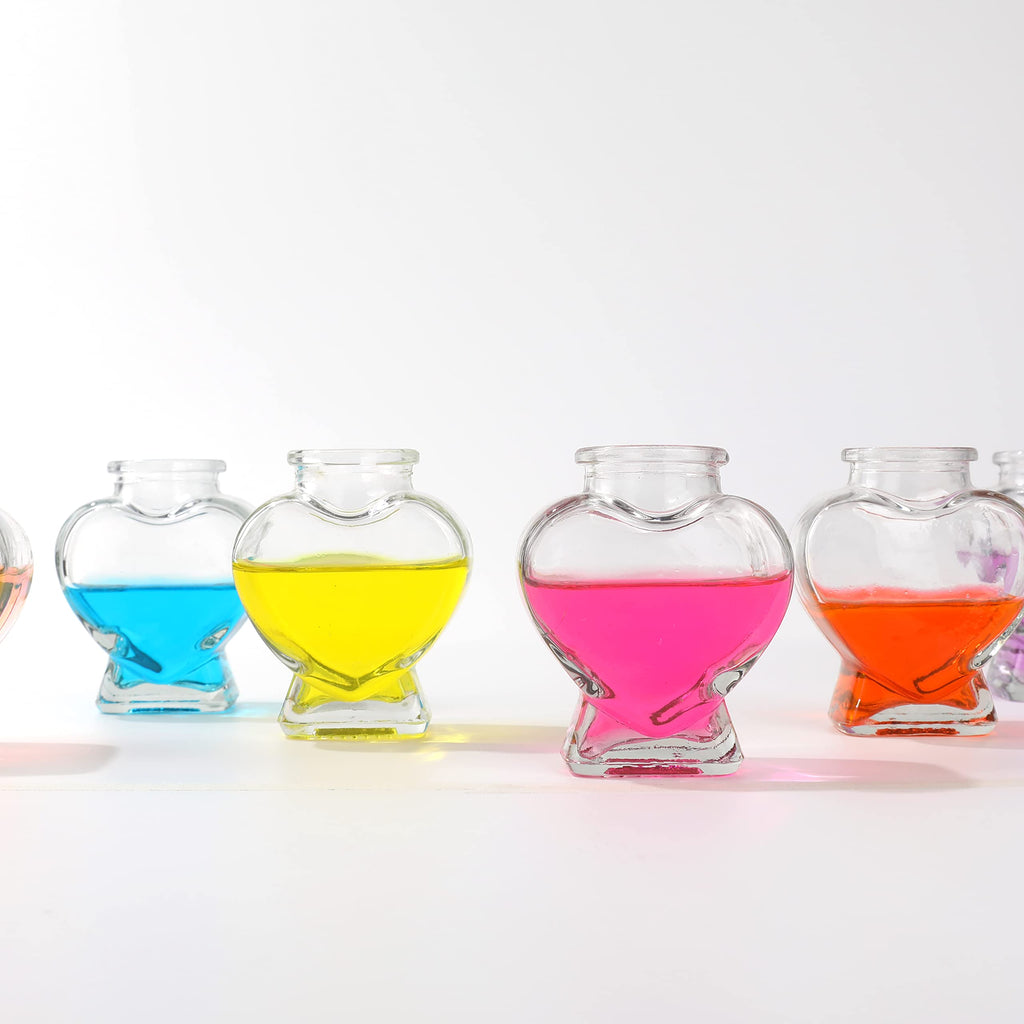Magic Season Decorative Glass Bottles with Cork Stoppers (80 ml Heart-Shaped Bottles / 6 Pcs)