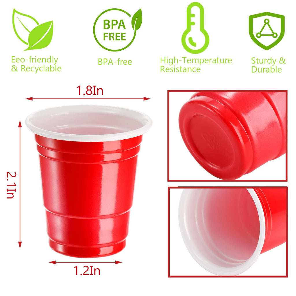 WUWEOT 700 Pack Red Plastic Shot Glasses, 2 Ounce Reusable Party Cups, Mini Tasting Cups Jello Shots Glasses for Serving Condiments, Snacks, Samples and Tastings